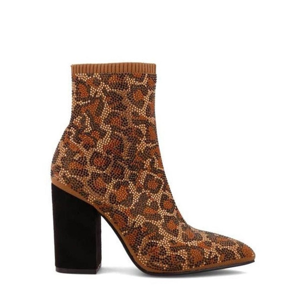 MIA Brown Marlena Leopard Spot Knit Boot 6.5 NWT